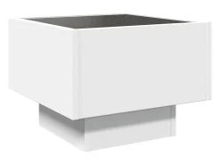 Mesa auxiliar con luz LED madera ingeniería blanco 40x40x30 cm