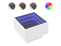 Mesa auxiliar con luz LED madera ingeniería blanco 40x40x30 cm