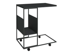 Mesa auxiliar con ruedas madera ingeniería negra 55x36x63,5 cm
