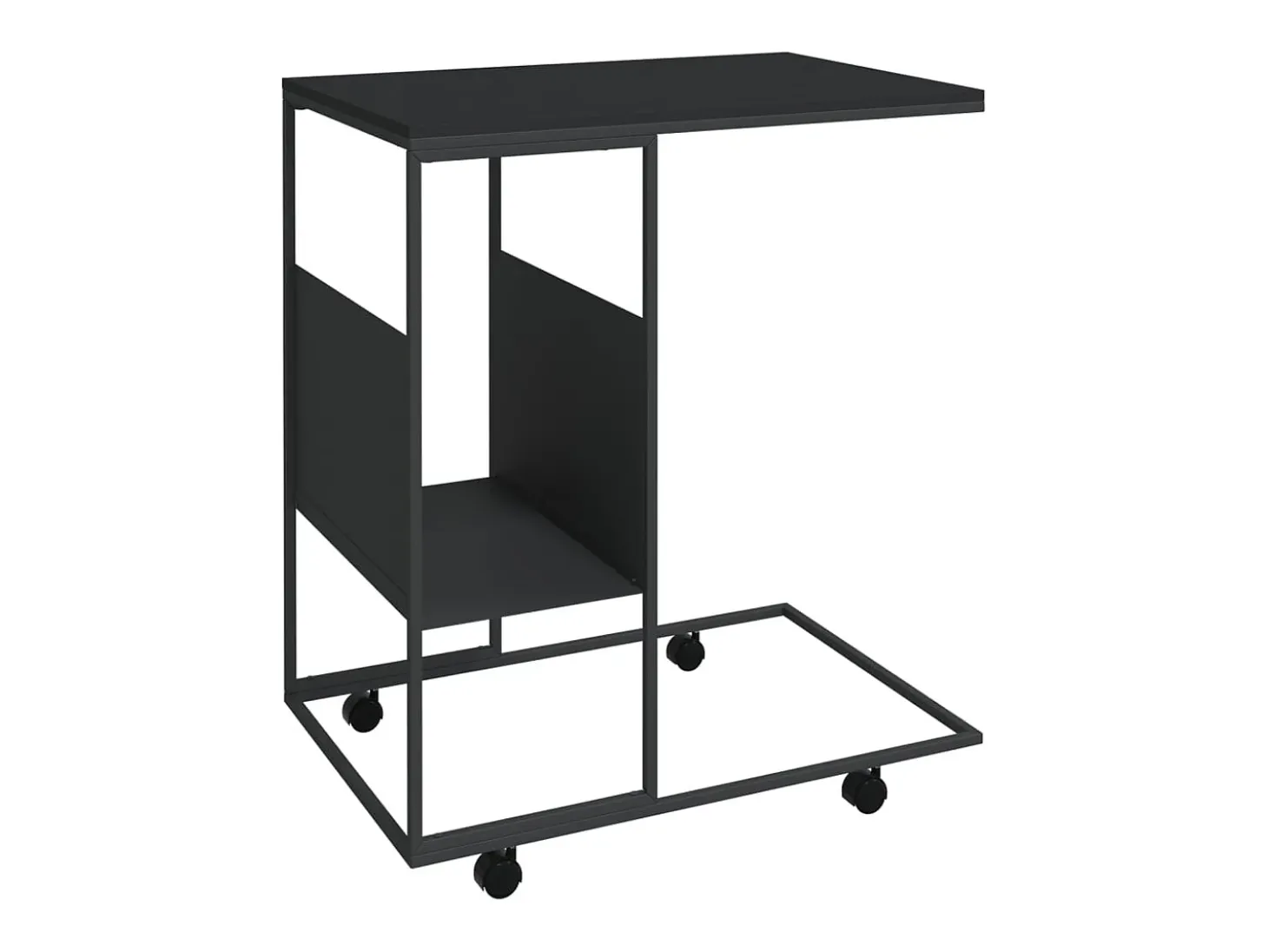 Mesa auxiliar con ruedas madera ingeniería negra 55x36x63,5 cm