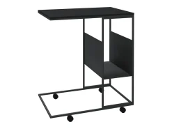 Mesa auxiliar con ruedas madera ingeniería negra 55x36x63,5 cm