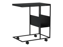 Mesa auxiliar con ruedas madera ingeniería negra 55x36x63,5 cm