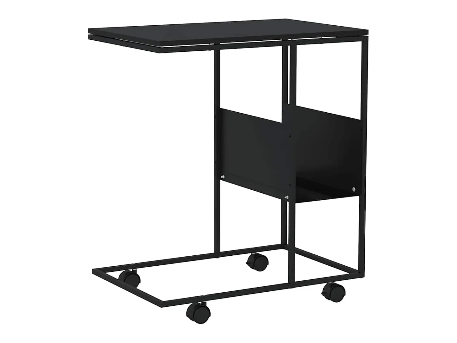 Mesa auxiliar con ruedas madera ingeniería negra 55x36x63,5 cm