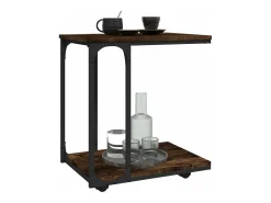 Mesa auxiliar con ruedas madera roble ahumado 50x35x55,5 cm