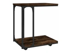 Mesa auxiliar con ruedas madera roble ahumado 50x35x55,5 cm