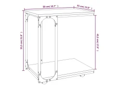 Mesa auxiliar con ruedas madera roble ahumado 50x35x55,5 cm