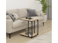 Mesa auxiliar con ruedas madera roble Sonoma 50x35x55,5 cm