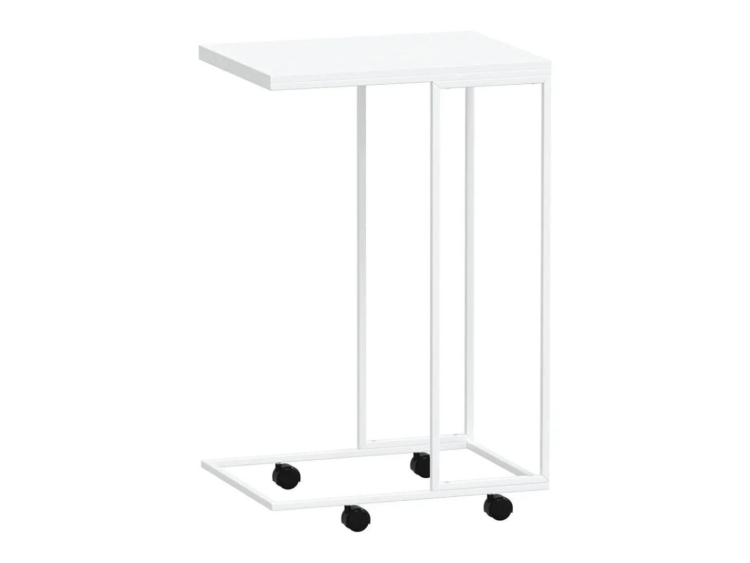 Mesa auxiliar con ruedas contrachapado blanco 40x30x63,5 cm