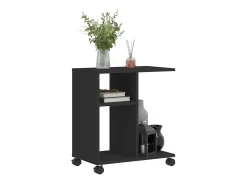 Mesa auxiliar con ruedas madera de ingeniería negra 50x30x55 cm ES723172