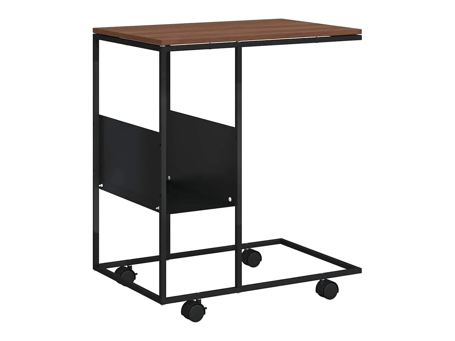 Mesa auxiliar con ruedas madera ingeniería negra 55x36x63,5 cm