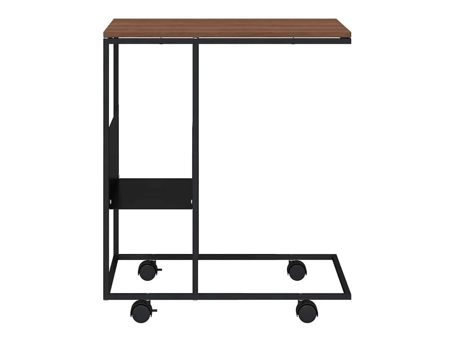 Mesa auxiliar con ruedas madera ingeniería negra 55x36x63,5 cm