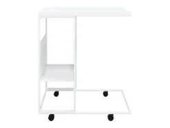 Mesa auxiliar con ruedas contrachapado blanco 55x36x63,5 cm