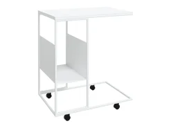 Mesa auxiliar con ruedas contrachapado blanco 55x36x63,5 cm