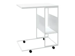 Mesa auxiliar con ruedas contrachapado blanco 55x36x63,5 cm