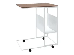 Mesa auxiliar con ruedas madera ingeniería blanco 55x36x63,5 cm