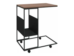 Mesa auxiliar con ruedas de contrachapado negro 55x36x63,5 cm