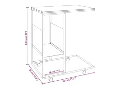 Mesa auxiliar con ruedas de contrachapado negro 55x36x63,5 cm