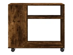Mesa auxiliar con ruedas madera roble ahumado 70x35x60 cm