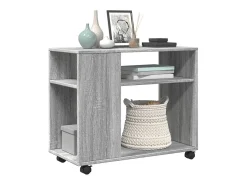 Mesa auxiliar con ruedas madera gris Sonoma 70x35x60 cm