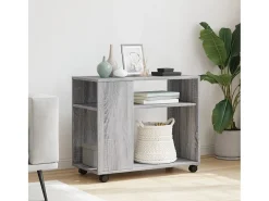 Mesa auxiliar con ruedas madera gris Sonoma 70x35x60 cm