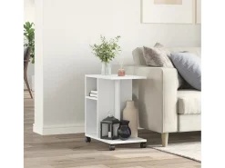 Mesa auxiliar con ruedas madera ingeniería blanco 50x30x55 cm ES270570