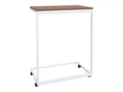 Mesa auxiliar con ruedas de contrachapado blanco 55x35x70 cm