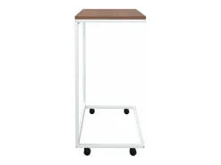 Mesa auxiliar con ruedas de contrachapado blanco 55x35x70 cm