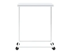 Mesa auxiliar con ruedas de contrachapado blanco 55x35x70 cm