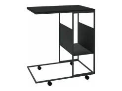 Mesa auxiliar con ruedas contrachapado negro 55x36x63,5 cm