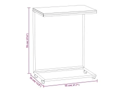 Mesa auxiliar con ruedas de contrachapado negro 55x35x70 cm