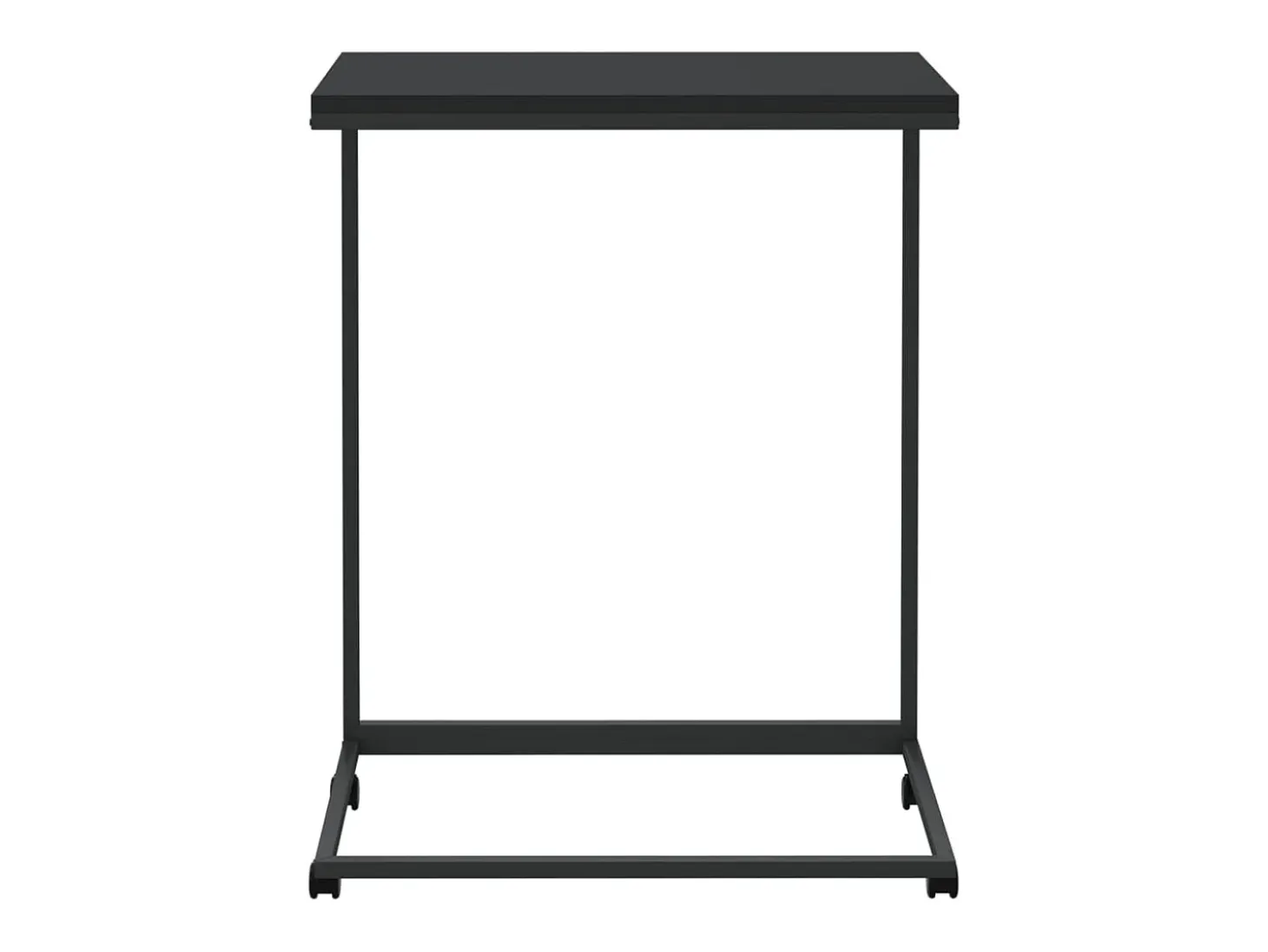 Mesa auxiliar con ruedas de contrachapado negro 55x35x70 cm