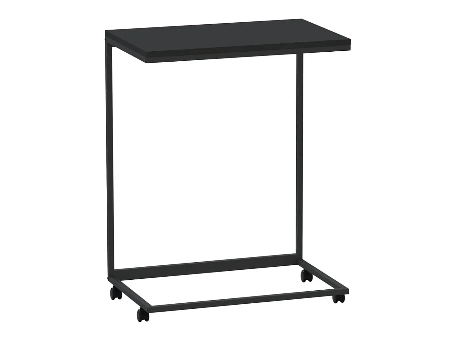 Mesa auxiliar con ruedas de contrachapado negro 55x35x70 cm