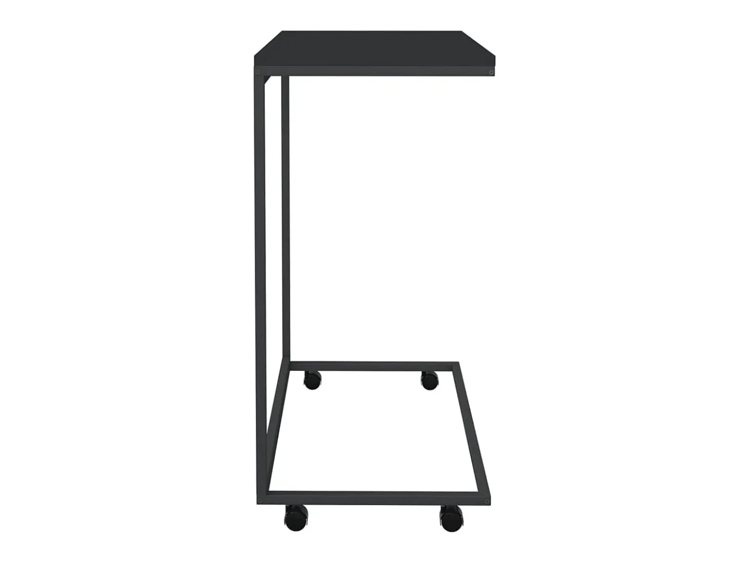 Mesa auxiliar con ruedas de contrachapado negro 55x35x70 cm