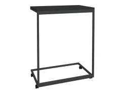 Mesa auxiliar con ruedas de contrachapado negro 55x35x70 cm