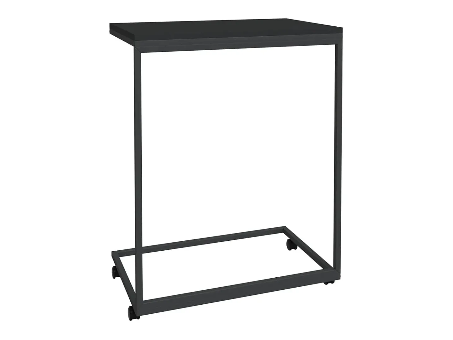 Mesa auxiliar con ruedas de contrachapado negro 55x35x70 cm
