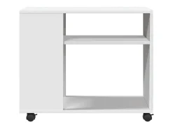 Mesa auxiliar con ruedas madera ingeniería blanco 70x35x60 cm