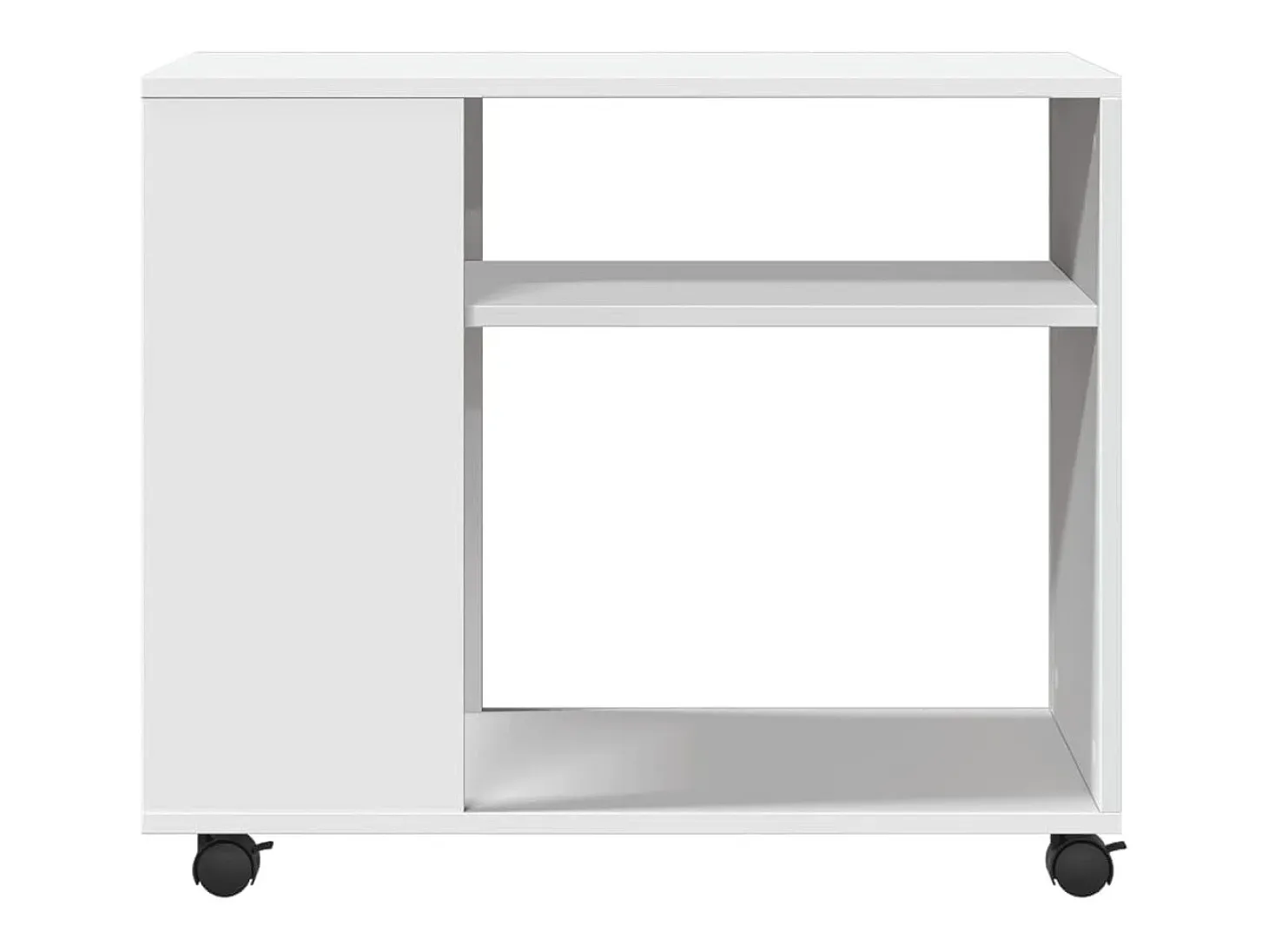 Mesa auxiliar con ruedas madera ingeniería blanco 70x35x60 cm
