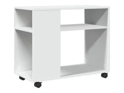 Mesa auxiliar con ruedas madera ingeniería blanco 70x35x60 cm