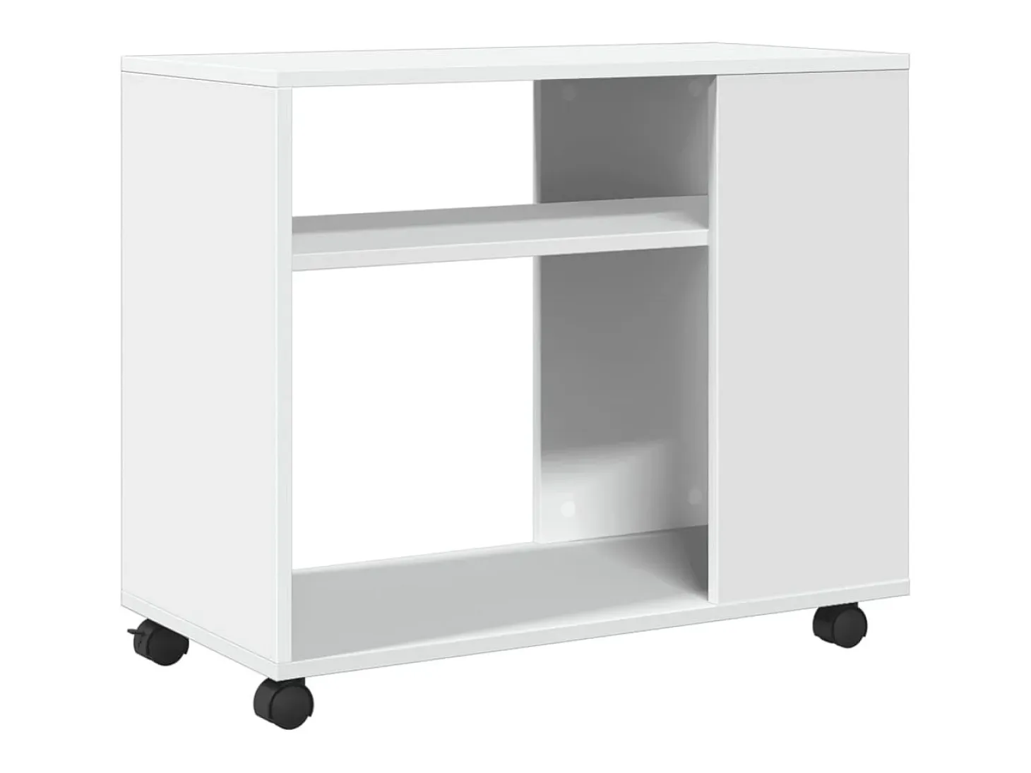 Mesa auxiliar con ruedas madera ingeniería blanco 70x35x60 cm