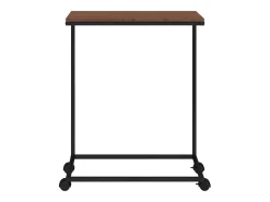 Mesa auxiliar con ruedas madera de ingeniería negra 55x35x70 cm