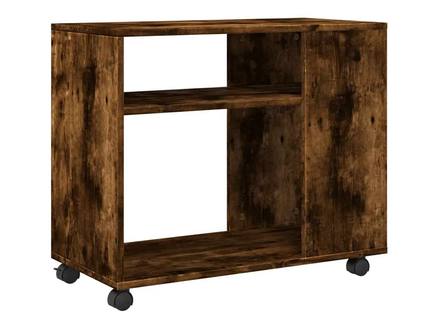 Mesa auxiliar con ruedas madera roble ahumado 70x35x60 cm