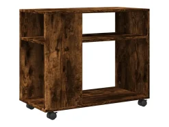 Mesa auxiliar con ruedas madera roble ahumado 70x35x60 cm