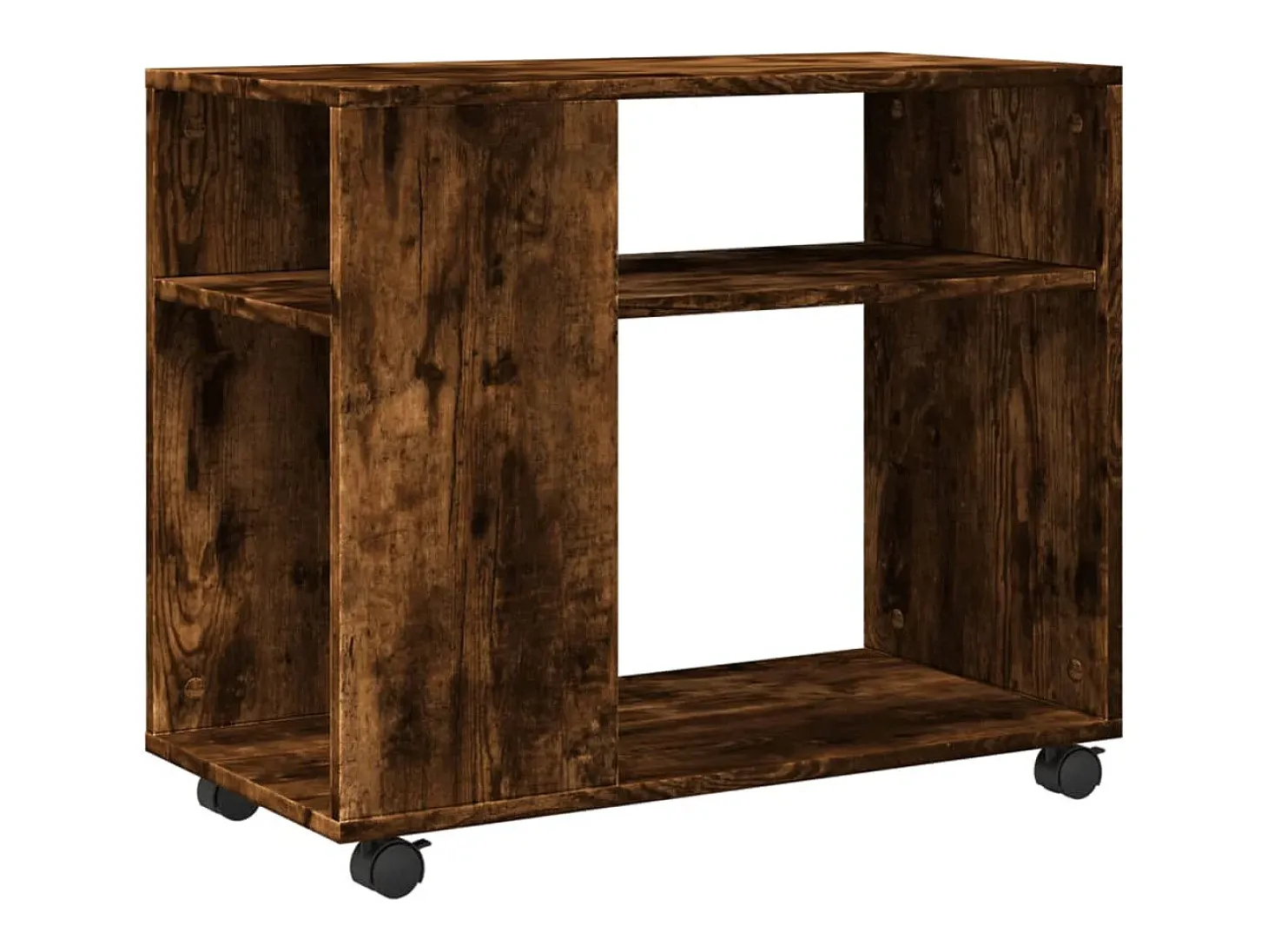 Mesa auxiliar con ruedas madera roble ahumado 70x35x60 cm