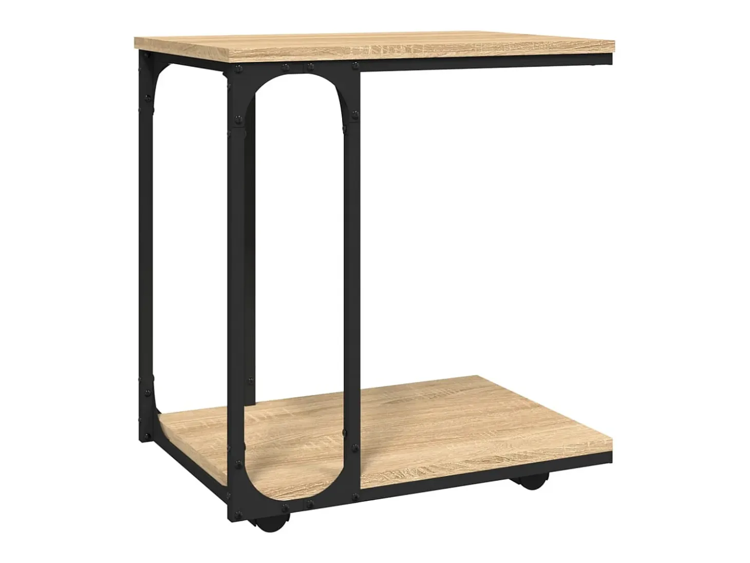 Mesa auxiliar con ruedas madera roble Sonoma 50x35x55,5 cm