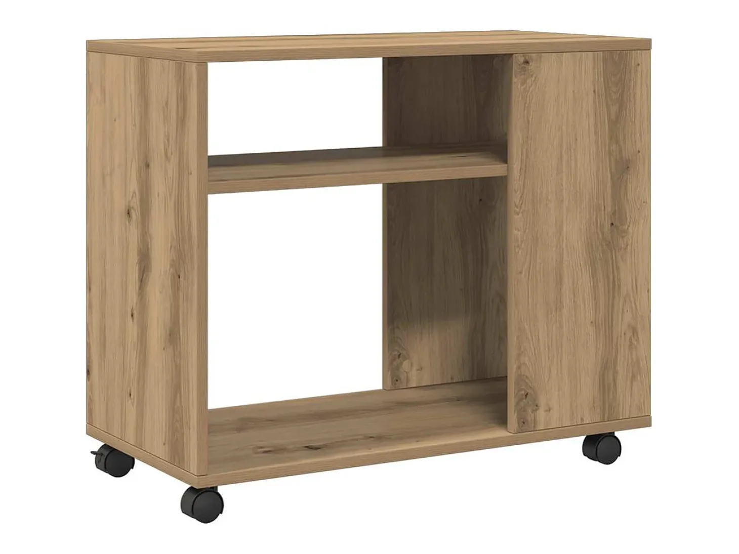 Mesa auxiliar con ruedas madera roble Sonoma 70x35x60 cm