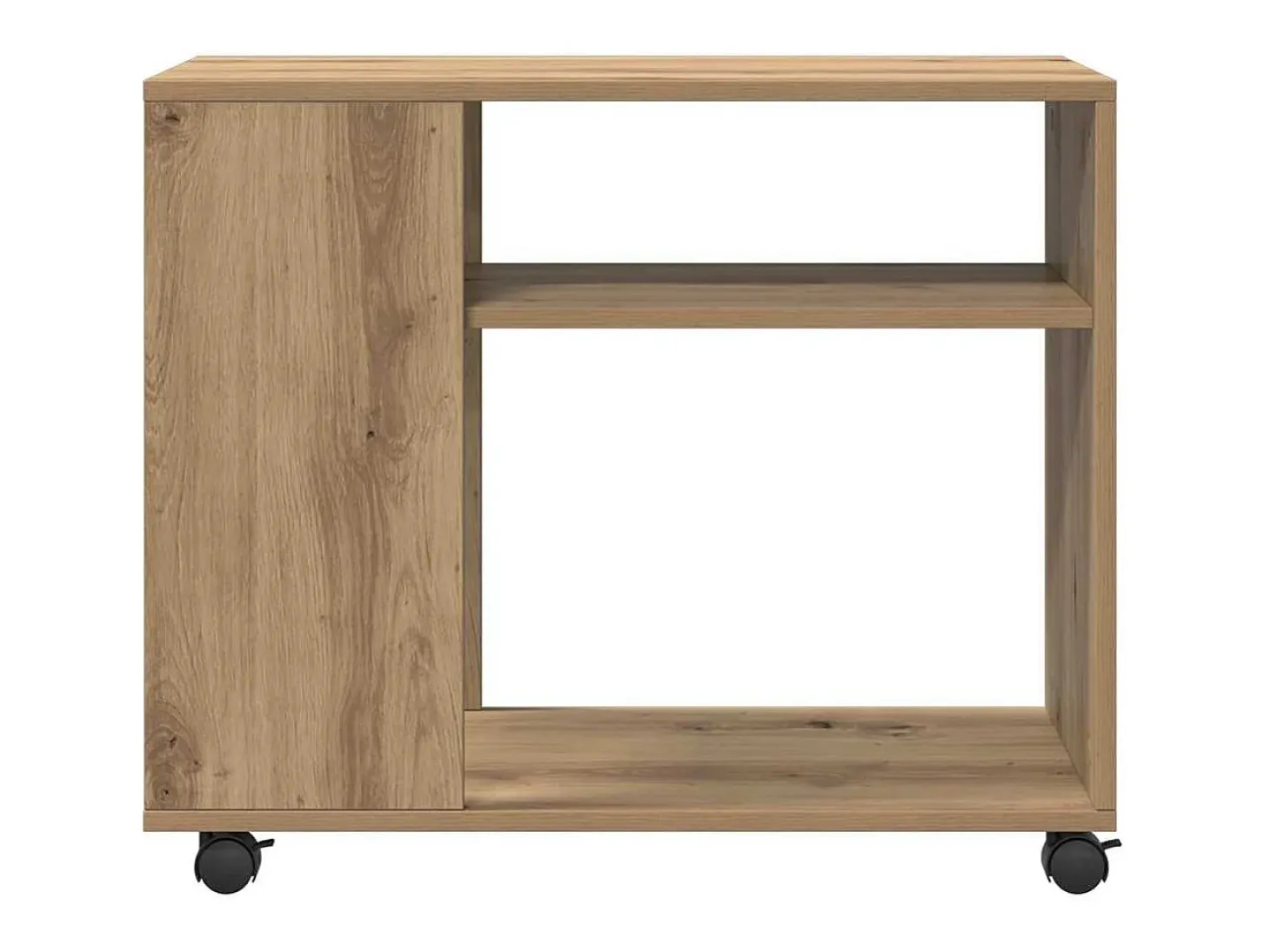 Mesa auxiliar con ruedas madera roble Sonoma 70x35x60 cm