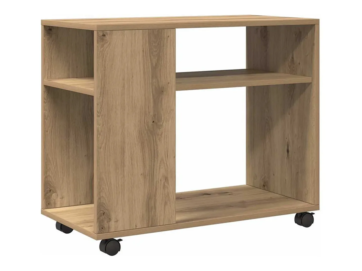 Mesa auxiliar con ruedas madera roble Sonoma 70x35x60 cm