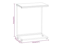 Mesa auxiliar con ruedas de contrachapado blanco 55x35x70 cm