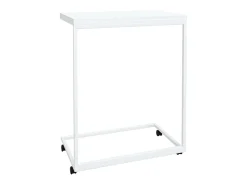 Mesa auxiliar con ruedas de contrachapado blanco 55x35x70 cm