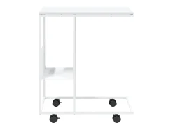 Mesa auxiliar con ruedas madera ingeniería blanco 55x36x63,5 cm